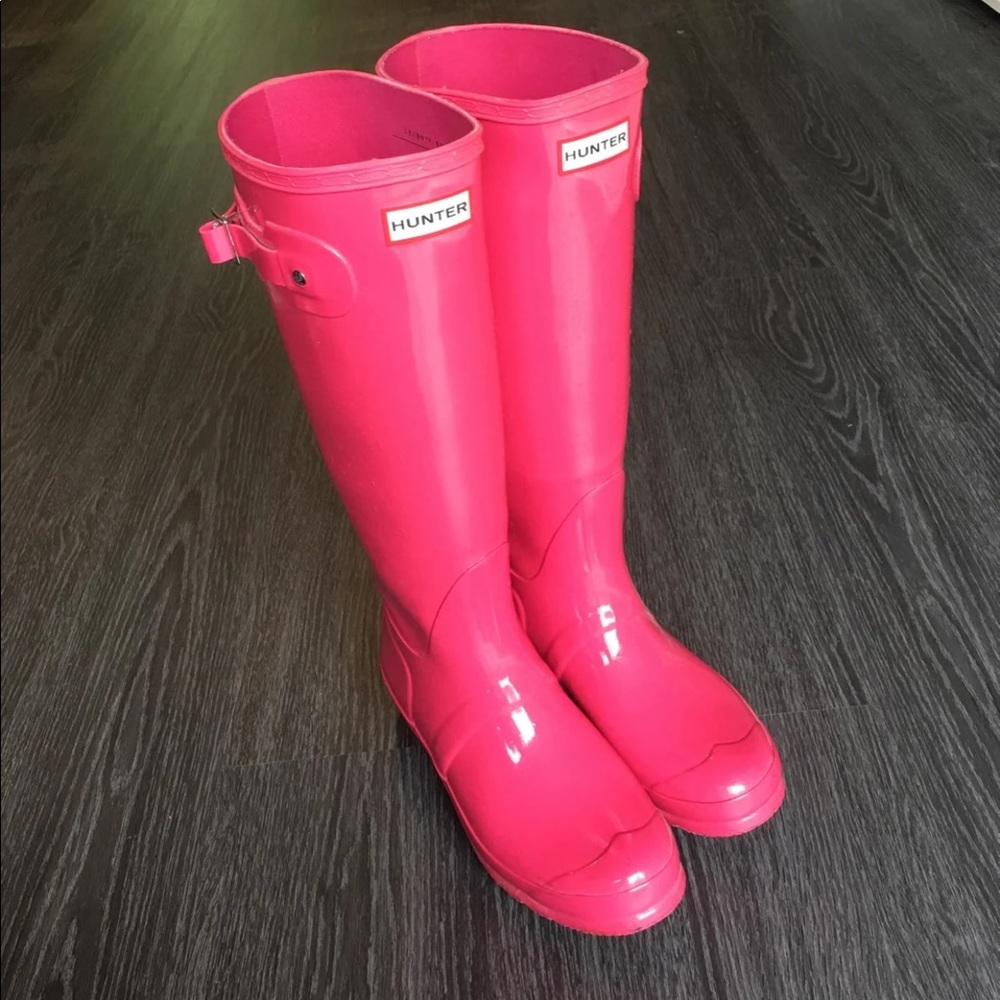Hot Pink Glossy Hunter Boots